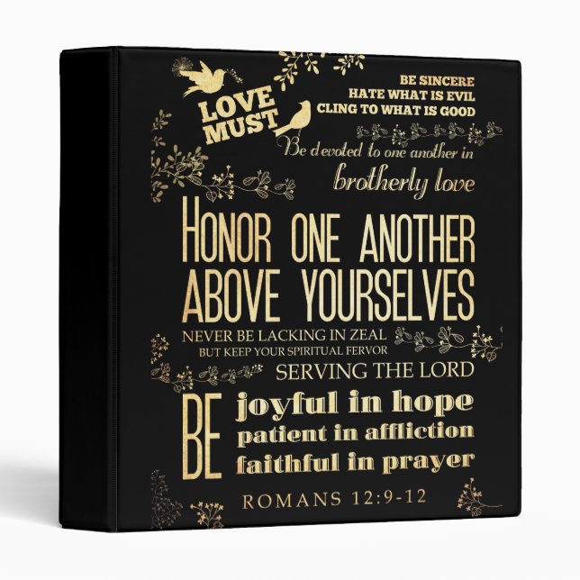 Christian Scriptural Bible Verse - Romans 12:9-12 Binder (Front/Spine)