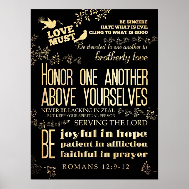 Christian Scriptural Bible Verse - Romans 12:9-12 Poster (Front)