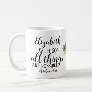 Christian Scripture All Things are Possible Floral Coffee Mug