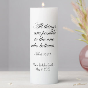 Christian Scripture All Things Are Possible Pillar Candle