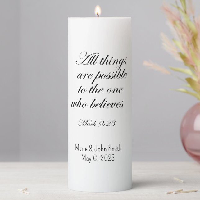 Christian Scripture All Things Are Possible Pillar Candle (In Situ)