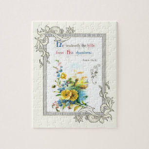 Christian Scripture And Pretty Flowers Jigsaw Puzzle