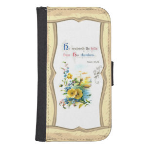 Christian Scripture And Pretty Flowers Galaxy S4 Wallet Case
