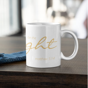 Christian Scripture Be the Light Yellow Minimalist Coffee Mug