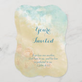 Christian Scripture Beach Ocean Seashell Wedding Invitation (Front/Back)