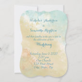 Christian Scripture Beach Ocean Seashell Wedding Invitation (Back)