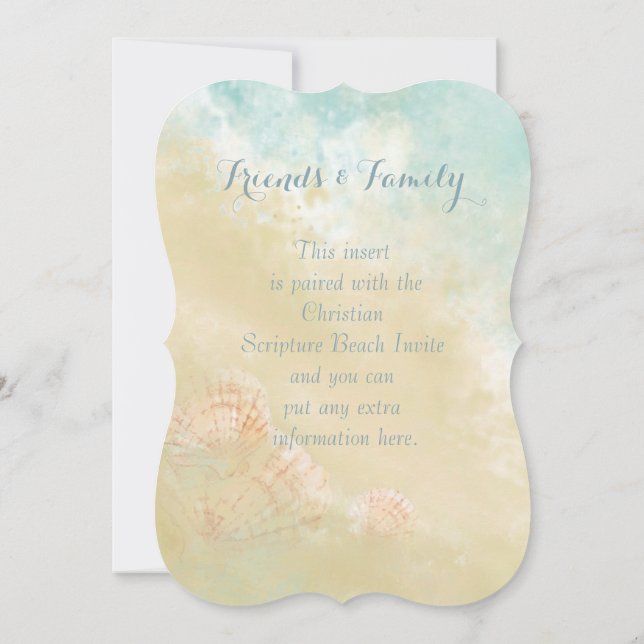Christian Scripture Beach Seashell Destination Invitation (Back)