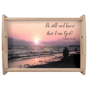 Christian Scripture Bible Quote Beach Sunset Serving Tray