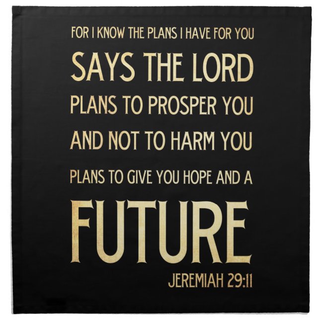 Christian Scripture Bible Verse Art Jeremiah 29:11 Napkin (Front)