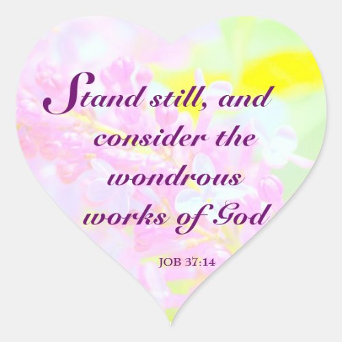 Christian Scripture Bible Verse Job Floral Design Heart Sticker