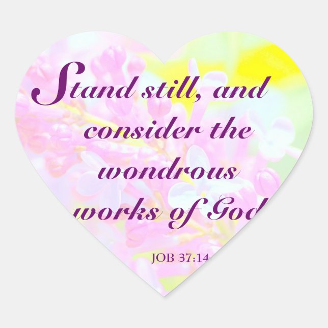 Christian Scripture Bible Verse Job Floral Design Heart Sticker (Front)