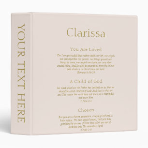 Christian Scripture Bible Verse Name Gold Blush 3 Ring Binder
