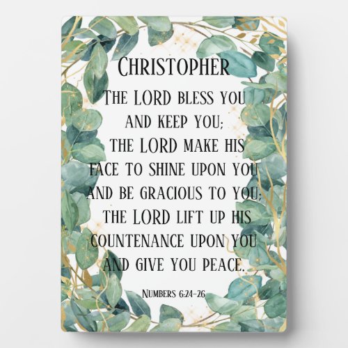 Christian Scripture Blessing Eucalyptus Greenery Plaque