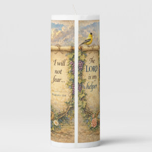 Christian Scripture Floral Pillar Candle