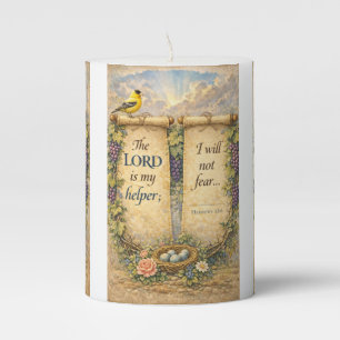 Christian Scripture Floral Pillar Candle