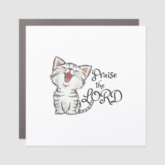 Christian scripture gift with cute cat, Praise The Car Magnet