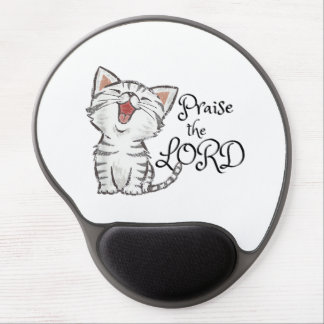 Christian scripture gift with cute cat, Praise The Gel Mouse Pad