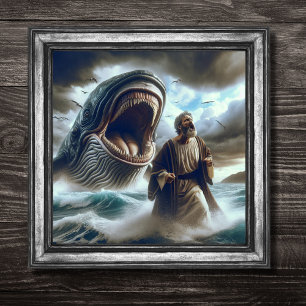 Christian Scripture Jonah Whale Bible Art Poster