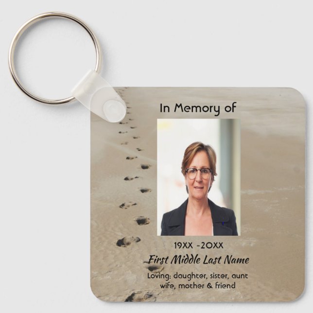 Christian Scripture Keepsake Footprints in Sand Keychain (Front)