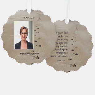 Christian Scripture Keepsake Footprints in Sand Ornament Card