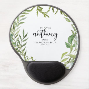 Christian Scripture Nothing Impossible White Gel M Mouse Pad