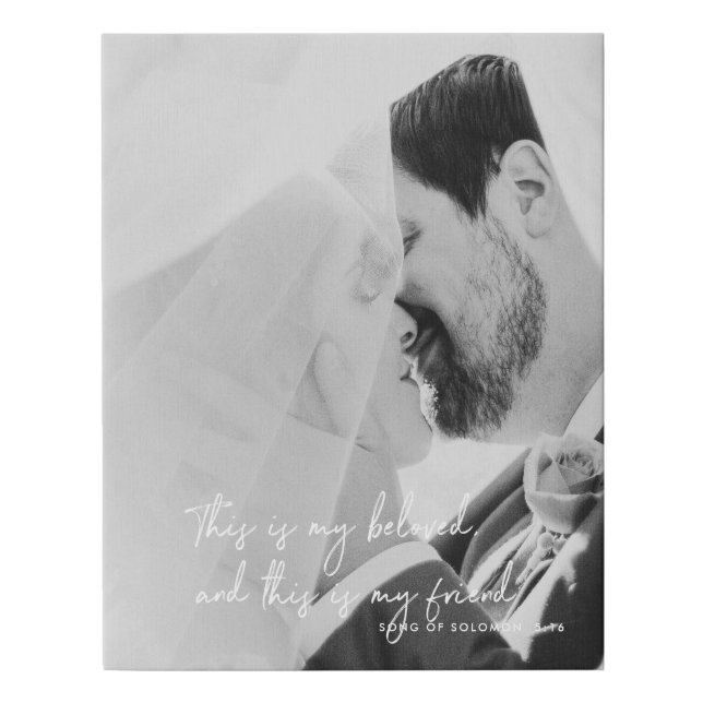 Christian Scripture Overlay Wedding Photo Canvas (Front)