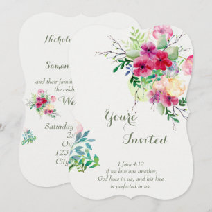 Christian Scripture Romantic Floral Wedding Invitation