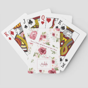 Christian Scripture Rose Floral Name and Monogram Poker Cards