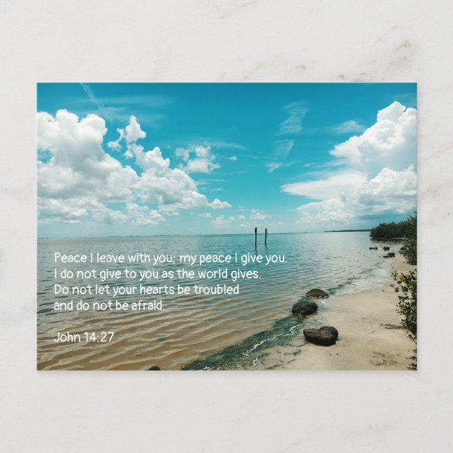 Christian Scripture Sky Water Peace Afraid Announcement Postcard (Front)