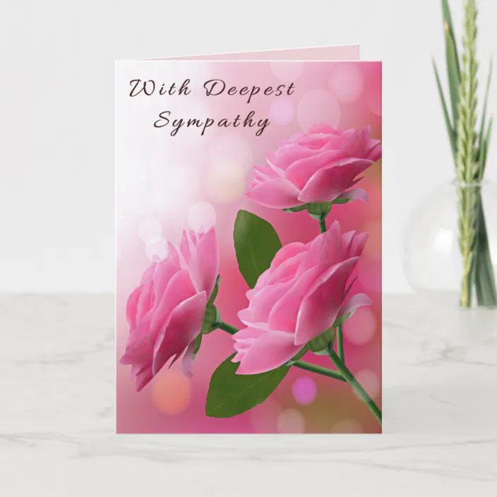 With Deepest Sympathy Printable Sympathy Card with Watercolor Pink Lilies