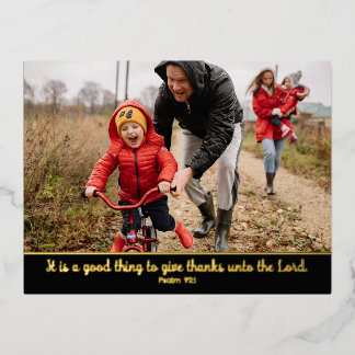 Christian Scripture Thanksgiving Photo Color Edged Foil Holiday Postcard