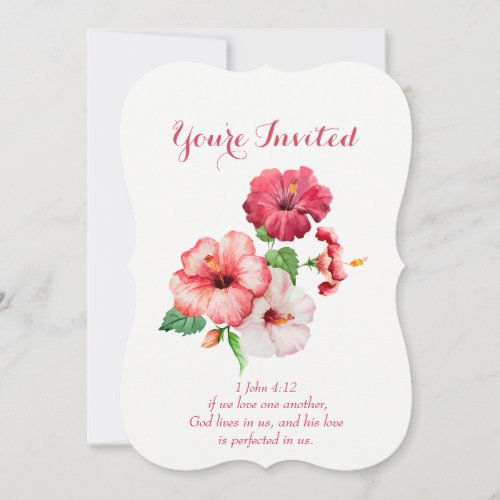 Christian Scripture Tropical Flower Wedding Invitation