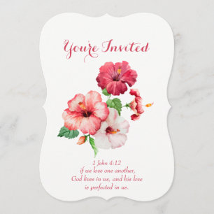 Christian Scripture Tropical Flower Wedding Invitation
