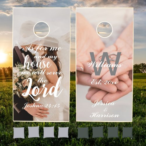 Christian Scripture Wedding Photo Cornhole Set