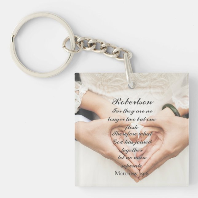 Christian Scripture Wedding Photo  Keychain (Front)