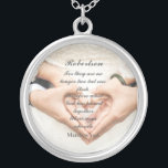 Christian Scripture Wedding Photo  Silver Plated Necklace<br><div class="desc">Christian Scripture Wedding Photo Necklace Matthew 19:6</div>