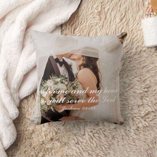 Christian Scripture Wedding Photo Throw Pillow