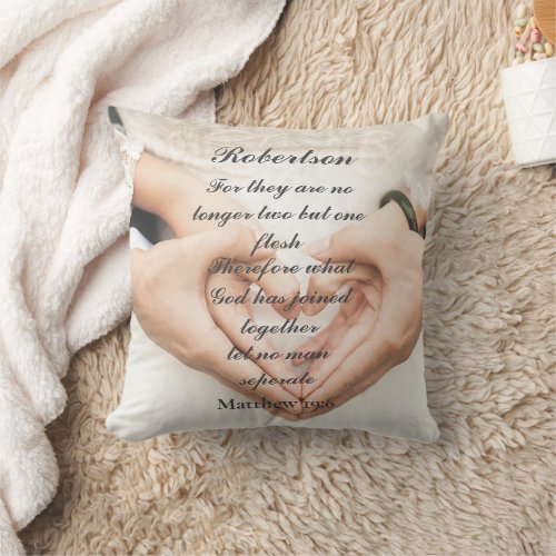 Christian Scripture Wedding Photo  Throw Pillow