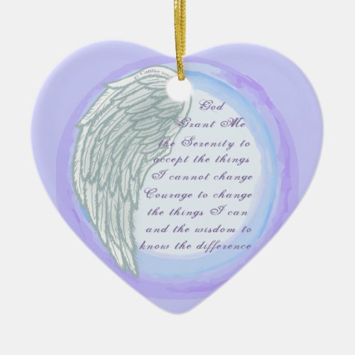 Christian Serenity Prayer Wing Ceramic Ornament