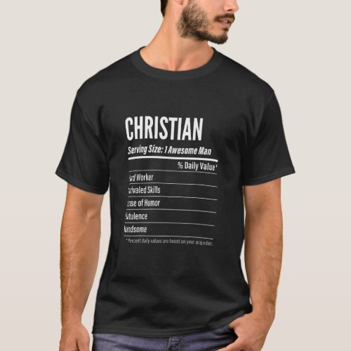 Christian Serving Size Nutrition Label Calories  T_Shirt