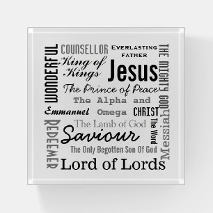 Christian Seventeen Names of Jesus Paperweight