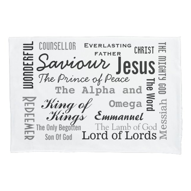 Christian Seventeen Names of Jesus Pillow Case (Front)