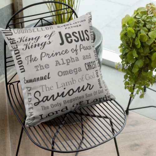 Christian Seventeen Names of Jesus Throw Pillow