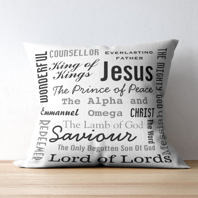 Christian Seventeen Names of Jesus Throw Pillow (The Names of Jesus Throw Pillow)