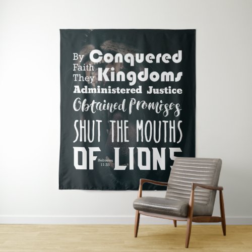 Christian Shut Mouths of Lions Scripture Tapestry
