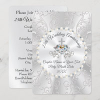 CHRISTIAN Silver 25th Anniversary Invitation Card