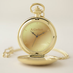 Christian simple gold cross on with monogram pocket watch