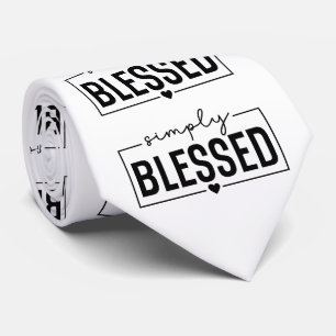 Christian Simply Blessed Text Neck Tie