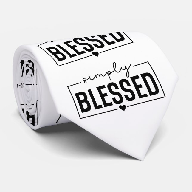 Christian Simply Blessed Text Neck Tie (Rolled)