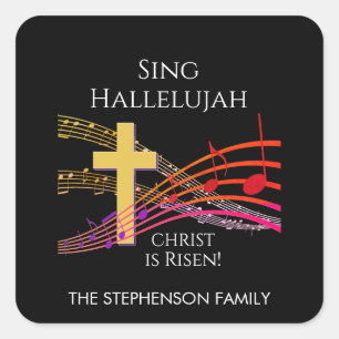 Christian SING HALLELUJAH CHRIST IS RISEN Easter Square Sticker